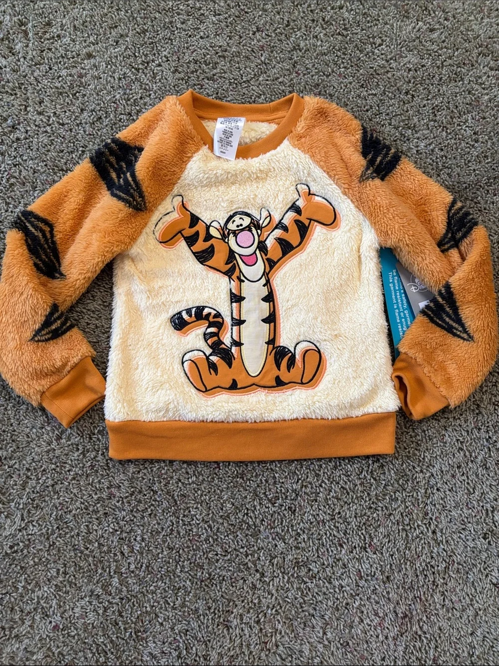 Disney Winnie the Pooh Tigger Kids Fuzzy Two-Piece Pajama Costume - Sz 5/6 NWT